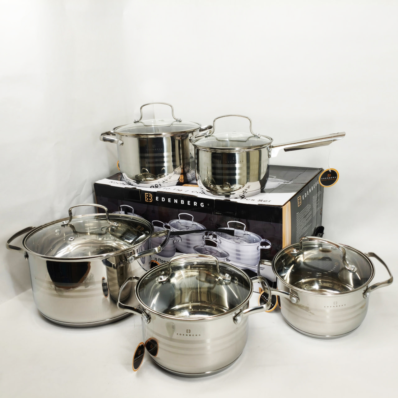 Набір посуду Edenberg EB-4074 із капсульним дном нержавіюча сталь 10 предметів Набір посуду Edenberg EB-4074 із капсульним дном нержавіюча сталь 10 предметів