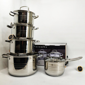 Набір посуду Edenberg EB-4074 із капсульним дном нержавіюча сталь 10 предметів. Зображення №2 Набір посуду Edenberg EB-4074 із капсульним дном нержавіюча сталь 10 предметів. Зображення №2