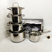 Набір посуду Edenberg EB-4074 із капсульним дном нержавіюча сталь 10 предметів. Зображення №3 Набір посуду Edenberg EB-4074 із капсульним дном нержавіюча сталь 10 предметів. Зображення №3