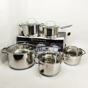 Набір посуду Edenberg EB-4074 із капсульним дном нержавіюча сталь 10 предметів. Зображення №5 Набір посуду Edenberg EB-4074 із капсульним дном нержавіюча сталь 10 предметів. Зображення №5