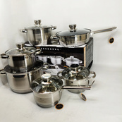Набір посуду з кришками Edenberg EB-4080 із нержавіючої сталі 12 предметів 2.1л-6.5л. Зображення №2