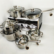 Набір посуду з кришками Edenberg EB-4080 із нержавіючої сталі 12 предметів 2.1л-6.5л. Зображення №3