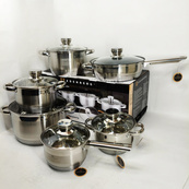 Набір посуду з кришками Edenberg EB-4080 із нержавіючої сталі 12 предметів 2.1л-6.5л. Зображення №4