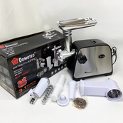 Електрична м'ясорубка Domotec MS-2027 4500 Вт з насадкою для томатів, ковбас та терками. Зображення №2