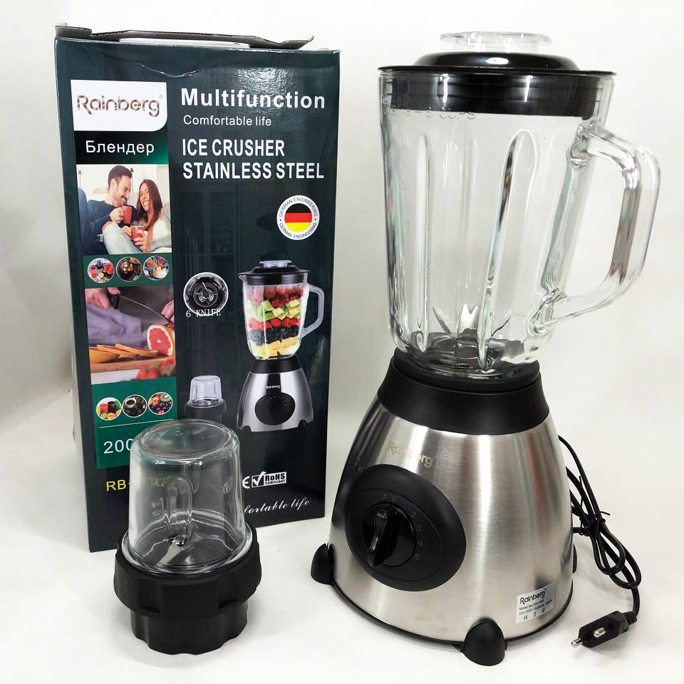 Блендер Rainberg RB-2223 2000 Вт кавомолка, подрібнювач для коктейлів та смузі, блендер для кухні Блендер Rainberg RB-2223 2000 Вт кавомолка, подрібнювач для коктейлів та смузі, блендер для кухні
