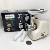 Мясорубка электрическая Rainberg RB-2319 с системой реверса насадка куббе 3000Вт Beige. Изображение №2