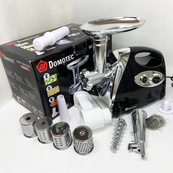 М'ясорубка електрична DOMOTEC MS-2025 3 в 1 4800 Вт із соковижималкою, терками, шатківниками та реверсом. Зображення №2