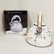 Эмалированный чайник Edenberg EB-12610 со свистком и антипригарным покрытием 3л White. Изображение №6