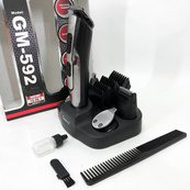 Машинка для стрижки 10в1 GEMEI GM-592, тример для бороди, триммер бездротової. Колір: чорний. Зображення №4