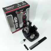 Машинка для стрижки 10в1 GEMEI GM-592, тример для бороди, триммер бездротової. Колір: чорний. Зображення №5