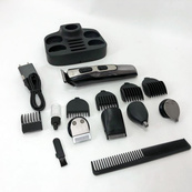 Машинка для стрижки 10в1 GEMEI GM-592, тример для бороди, триммер бездротової. Колір: чорний. Зображення №7