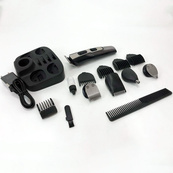 Машинка для стрижки 10в1 GEMEI GM-592, тример для бороди, триммер бездротової. Колір: чорний. Зображення №9