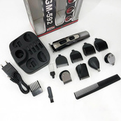 Машинка для стрижки 10в1 GEMEI GM-592, тример для бороди, триммер бездротової. Колір: чорний. Зображення №12