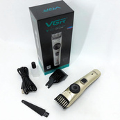 Машинка для стрижки волосся бездротова VGR V-031, тример для бороди вусів 2 насадки, окантувальна машинка. Зображення №8