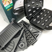 Мультимейкер бутербродница 6 в 1 Rainberg RB-2276 съемные формы с антипригарным покрытием 2200 Вт. Изображение №2 Мультимейкер бутербродница 6 в 1 Rainberg RB-2276 съемные формы с антипригарным покрытием 2200 Вт. Изображение №2