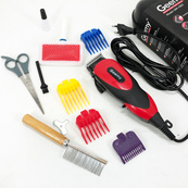 Машинка Gemei GM-1023 для стрижки животных с 4 насадками для любого типа шерсти + ножницы и расческа-гребешок. Изображение №7