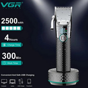 Профессиональная беспроводная машинка для стрижки VGR V-682 триммер для волос, бороды и усов на подставке. Изображение №2