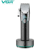 Профессиональная беспроводная машинка для стрижки VGR V-682 триммер для волос, бороды и усов на подставке. Изображение №5