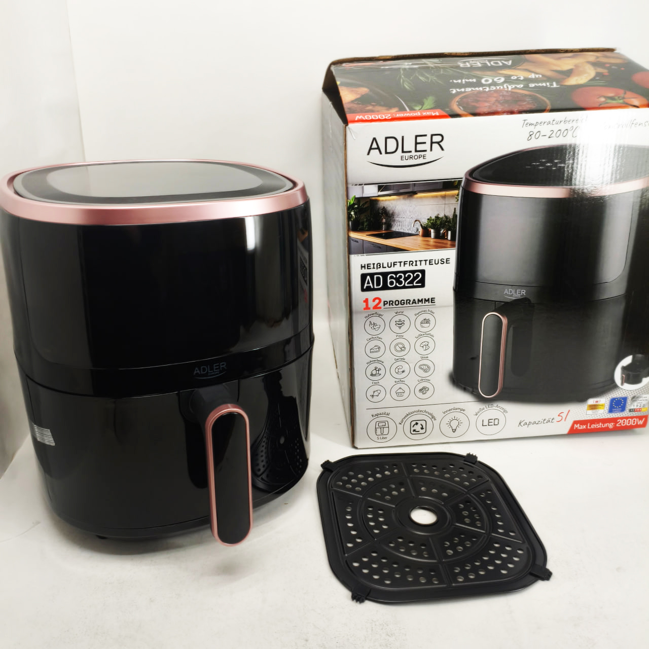 Аерофритюрниця Adler AD 6322 на 12 програм 5л 2000Вт Аерофритюрниця Adler AD 6322 на 12 програм 5л 2000Вт