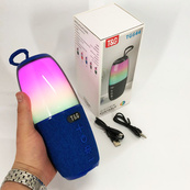 Портативна колонка TG644 5W з RGB підсвічуванням та ремінцем, музичні колонки для вулиці. Колір: синій. Зображення №3