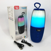 Портативна колонка TG644 5W з RGB підсвічуванням та ремінцем, музичні колонки для вулиці. Колір: синій. Зображення №5