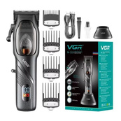 Машинка для стрижки волос VGR V-269 (профессиональная) с дисплеем и 4 насадками, окантовочная машинка. Изображение №4