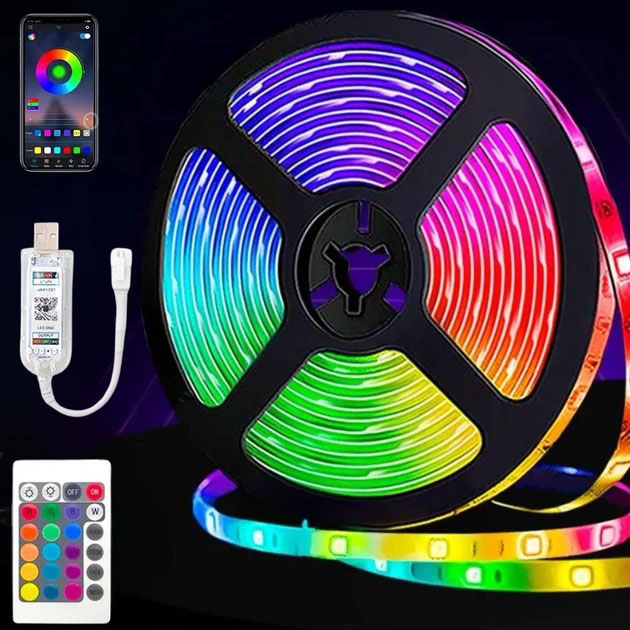 Светодиодная лента USB 6060 5м с динамическими режимами Светодиодное RGB освещение на самоклейке с пультом Светодиодная лента USB 6060 5м с динамическими режимами Светодиодное RGB освещение на самоклейке с пультом