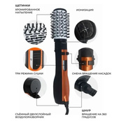 Фен Щітка Gemei Gm-4828 Браш Стайлер гребінець Для Брашинга, Фен щітка 3 в 1, Фен браш Gemei. Зображення №26