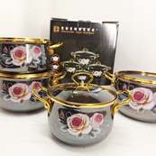 Набор эмалированных кастрюль Edenberg 4 штуки с крышками 2.3/3/4/5 л 8 предметов. Изображение №2