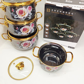 Набор эмалированных кастрюль Edenberg 4 штуки с крышками 2.3/3/4/5 л 8 предметов. Изображение №4