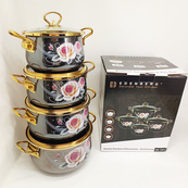 Набор эмалированных кастрюль Edenberg 4 штуки с крышками 2.3/3/4/5 л 8 предметов. Изображение №6