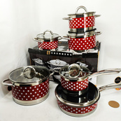 Набор посуды Edenberg EB-4056 12 предметов из нержавеющей стали с сотейником. Изображение №5