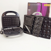 Бутербродница 7в1 Edenberg EB-64396 1000Вт с насадками для приготовления вафель пончиков орешков печенья. Изображение №5