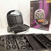 Бутербродница 7в1 Edenberg EB-64396 1000Вт с насадками для приготовления вафель пончиков орешков печенья. Изображение №7