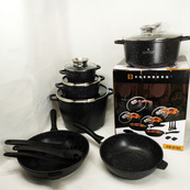 Набор кухонной посуды Edenberg EB-8182 с мраморным антипригарным покрытием 17 предметов. Изображение №4