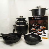 Набор кухонной посуды Edenberg EB-8182 с мраморным антипригарным покрытием 17 предметов. Изображение №6