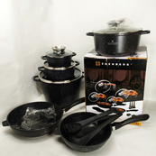 Набор кухонной посуды Edenberg EB-8182 с мраморным антипригарным покрытием 17 предметов. Изображение №7