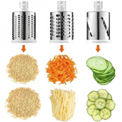 Овочерізка мультислайсер Tabletop Drum Grater Kitchen Master Терка для овочів та фруктів 3 насадки. Колір: блакитний. Зображення №5 Овочерізка мультислайсер Tabletop Drum Grater Kitchen Master Терка для овочів та фруктів 3 насадки. Колір: блакитний. Зображення №5