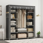 Шафа тканинна 3 секції складана з каркасом STORAGE WARDROBE 175 х 130 х 45 см. Колір: сірий. Зображення №2