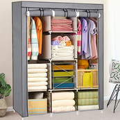 Шафа тканинна 3 секції складана з каркасом STORAGE WARDROBE 175 х 130 х 45 см. Колір: сірий. Зображення №3