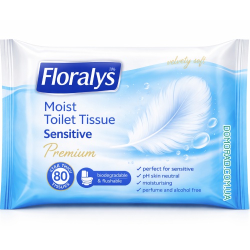 Floralys Вологий туалетний папір Moist Toilet Tissue Sensitive 80шт. Floralys Вологий туалетний папір Moist Toilet Tissue Sensitive 80шт.