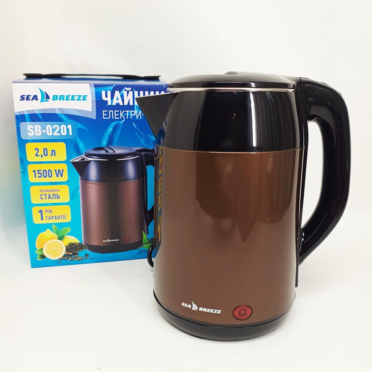 Электрочайник-термос металлический SeaBreeze SB-0201, стильный электрический чайник, бесшумный чайник Электрочайник-термос металлический SeaBreeze SB-0201, стильный электрический чайник, бесшумный чайник
