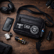 Тактична сумка для патчів Cordura 600D — 5 кишень, месенджер чорний з тканини. Зображення №3