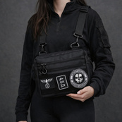 Тактична сумка для патчів Cordura 600D — 5 кишень, месенджер чорний з тканини. Зображення №6