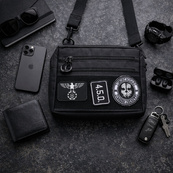 Тактична сумка для патчів Cordura 600D — 5 кишень, месенджер чорний з тканини. Зображення №9