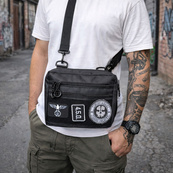 Тактична сумка для патчів Cordura 600D — 5 кишень, месенджер чорний з тканини. Зображення №14