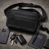 Тактична сумка для патчів Cordura 600D — 5 кишень, месенджер чорний з тканини. Зображення №20
