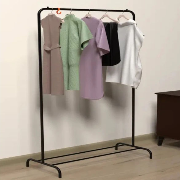 Стойка вішалка підлогова для одягу та взуття чорного кольору Стойка вішалка підлогова для одягу та взуття чорного кольору