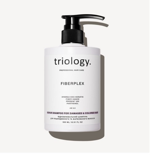 Шампунь для пошкодженого і фарбованого волосся Triology Fiberplex відновлювальний, 500 мл Шампунь для пошкодженого і фарбованого волосся Triology Fiberplex відновлювальний, 500 мл
