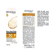 Сонцезахисний крем Bioaqua Rice Raw Palp SPF 50+ UVA/UVB 40 мл. Изображение №2